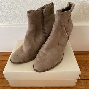 Tan Suede zip up booties